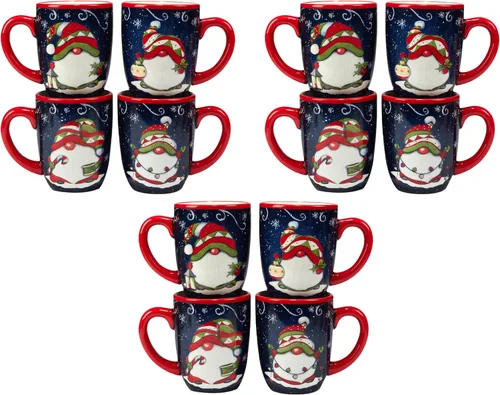 Vista 4 de Certified International Holiday Magic Gnomes - Tazas de 16 onzas, juego de 4