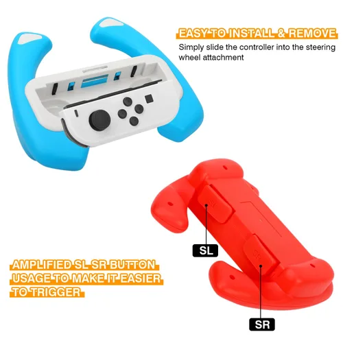 Vista 4 de ZAONOOL Steering Wheel Controller Compatible with Nintendo Switch & Switch OLED, 2 Pack Switch Joy Con Racing Steering Wheel Accessories for Mario