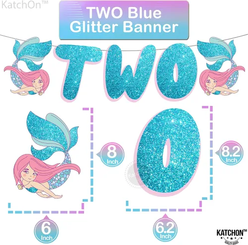 Vista 4 de KatchOn Decoraciones de sirena para el segundo cumpleaños - Paquete de 8