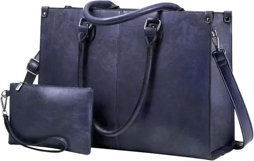 Vista 18 de LOVEVOOK - Bolsa de mano para laptop para mujer, bolsa de trabajo profesional de 15.6 pulgadas con embrague a juego, bolsa de cuero vintage