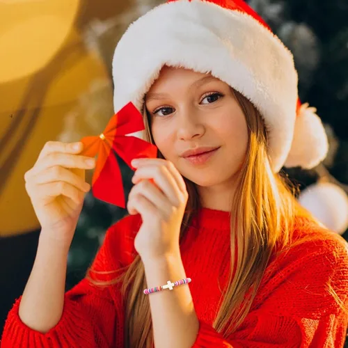 Vista 2 de Regalos navideños para niños, niñas adolescentes, mujeres, linda pulsera de cruz para niñas, regalos de Navidad cristianos para mujeres, ideas
