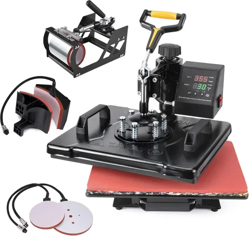 Vista 11 de Slendor - Prensa de calor de 15 x 15 pulgadas, 5 en 1, máquina de prensa de calor con giro de 360 grados, digital, para camisetas, prensa