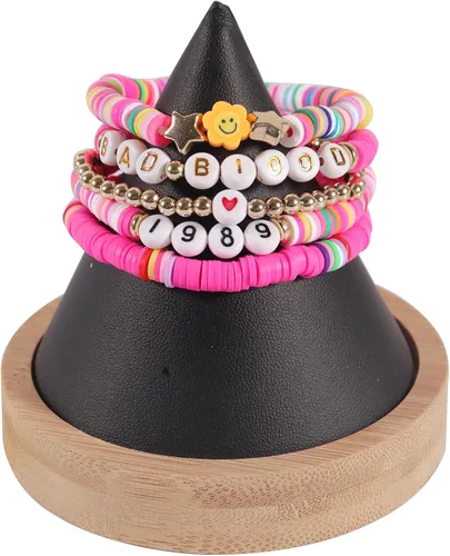 Vista 5 de Taylor - Juego de pulseras y aretes Swiftie de doble corazón para mujeres y niñas, inspirados en cantantes, aretes de amor, pulseras de regalo