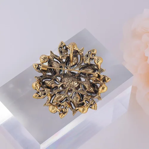Vista 3 de LAXPICOL Broche de flores elegantes de cristal austriaco vintage para mujer