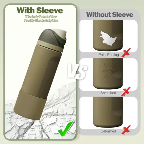 Vista 5 de 2 botas de silicona compatibles con Owala FreeSip de 24 onzas, funda protectora superior para botella de agua, reducción de ruido, cubierta inferior