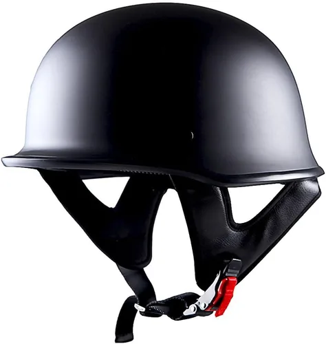 Vista 3 de 1Storm Casco de motocicleta de media cara de novedad, estilo alemán abierto, aprobado por DOT: HKY602 negro mate
