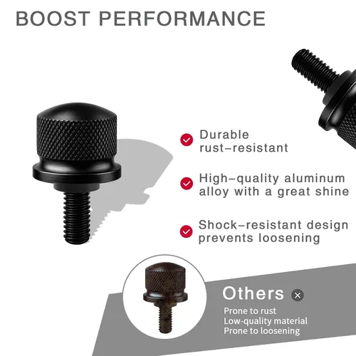 Vista 3 de Tornillo de perno de asiento de aleación de aluminio negro adecuado para Harley Davidson 1996-2024 (1 perno)