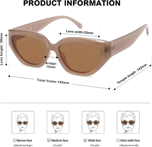 Vista 5 de SOJOS Gafas de sol polarizadas de ojo de gato lindo de moda para mujer Cateye SJ2237