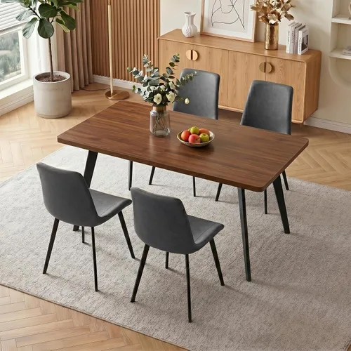 Vista 13 de Zerifevni 47.2"- 62.9" Extendable Dining Table Set of 5 Kitchen Table with 4 Dining Chairs, Modern Gray Wood Grain, Waterproof Scratchproof for