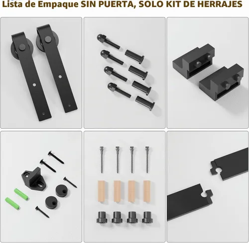 Vista 6 de Kit de herrajes para puerta corrediza de granero de 7 pies para una sola puerta, resistente, suave y silencioso-resistente, fácil de instalar