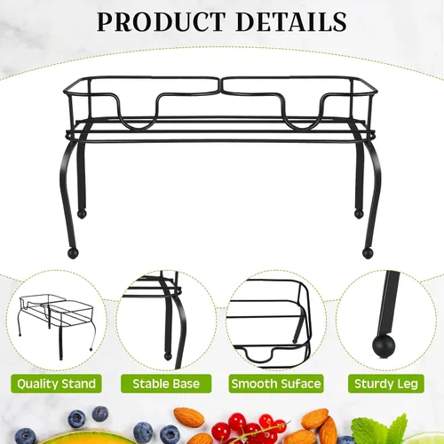 Vista 4 de Blulu Dispensador de bebidas de metal de 1 galón para fiestas, dispensador de bebidas negras con 2 compartimentos, dispensadores grandes de bebidas
