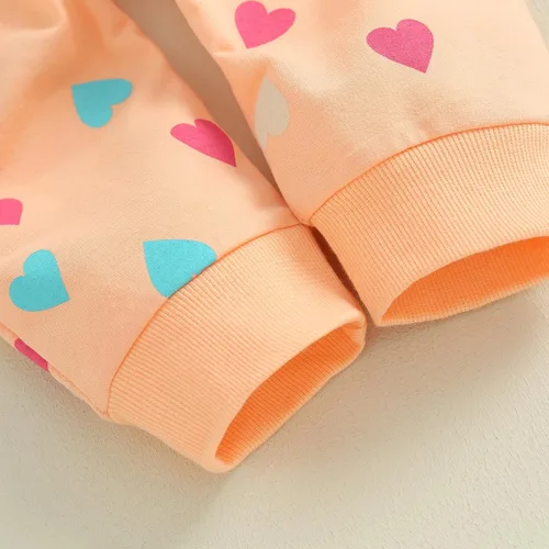Vista 7 de Sudadera de manga larga con estampado de corazón para el día de San Valentín para niñas pequeñas, ropa de primavera