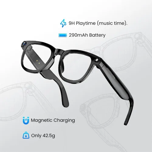 Vista 7 de Padmate Viewmate - Lentes inteligentes AI con cámara, grabación HD 1080P y control de voz, lentes de traducción Bluetooth con 164 idiomas