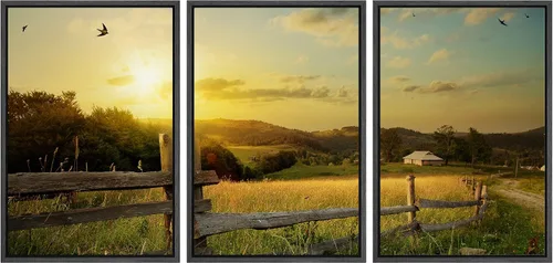 Vista 74 de wall26 Lienzo enmarcado para pared, juego de arte rojo, verde y amarillo, bosque de montaña otoñal, naturaleza, desierto, fotografía, realismo