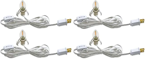 Vista 8 de KGC Cable de Accesorios C7 con 2 Bombillas LED C7 Base Candelabro E12 con Casquillo, Cable Blanco con Interruptor de Encendido/Apagado y Enchufes