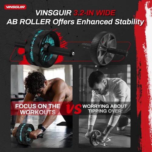 Vista 2 de VINSGUIR Ab Roller Wheel, Abs & Core Workout Equipment for Home Gym with Knee Pad Accessories, Abdominal Wheel for Full-body Strength Training