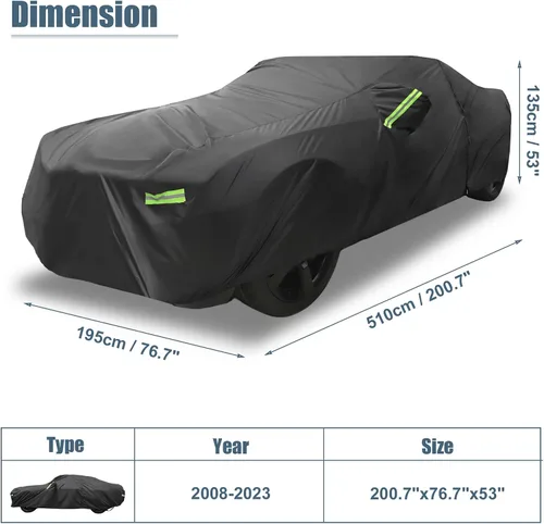 Vista 7 de X AUTOHAUX Funda impermeable de coche para Dodge Challenger SXT, GT, Hellcat, Scat Pack, SE, R/T, SRT8, T/A 2008-2023, resistente al viento