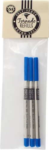 Vista 2 de Retro 1951 Easy Flow 9000 - Recambio de tinta para bolígrafo, azul vibrante, paquete de 3 – Artesanía alemana superior para una experiencia