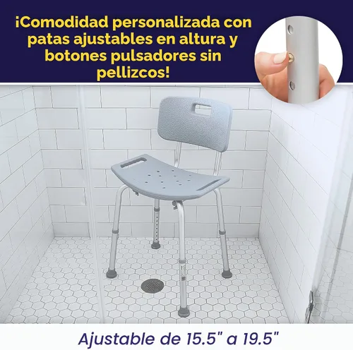 Vista 3 de Silla con respaldo para bañera Designer Series Deluxe, RTL12202KDR, Universal, gris, 1, 1