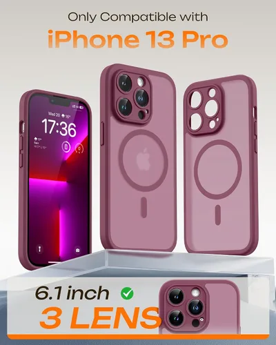 Vista 375 de TOCOL Funda magnética 3 en 1 para iPhone 15 Pro, mejorada [protección completa de cámara] con 2 protectores de pantalla, compatible con MagSafe Gris