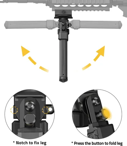 Vista 5 de CVLIFE Picatinny - Bípode para rifle con adaptador de altura ajustable, bípode de rifle resistente y duradero para caza Bipods for Rifles