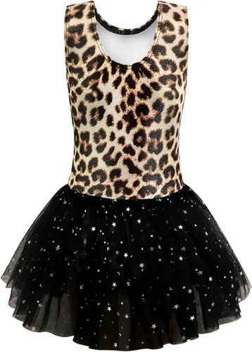 Vista 3 de EQSJIU Ballet Leotard with Tutu Skirt for Girls Dance Gymnastics Toddlers Sparkly Snowflake Party Dress Outfit Kids