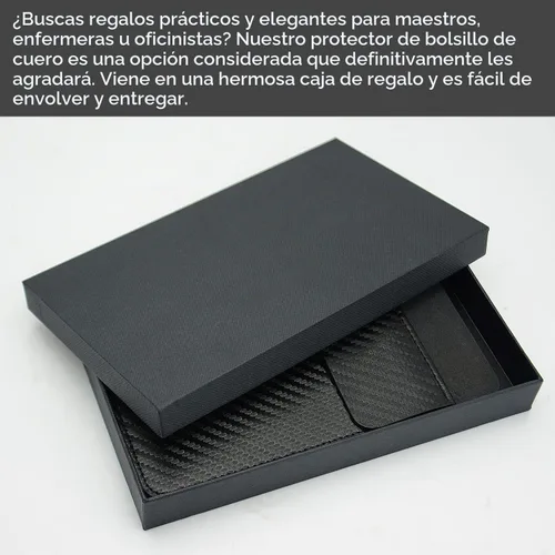 Vista 8 de Protector de bolsillo de cuero para hombres: un protector de bolsillo multiusos para camisas - Protector de bolsillo con patrón de fibra de carbono