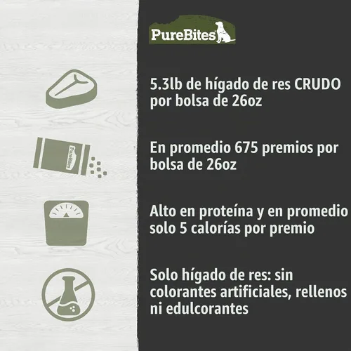 Vista 6 de PureBites Golosinas de res liofilizadas para perros, 1 ingrediente, hechas en EE. UU., 26 oz (el empaque puede variar)
