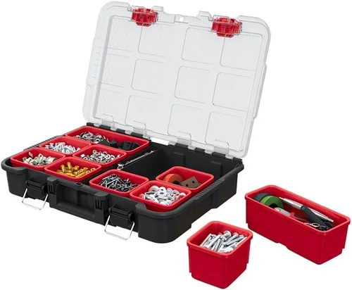 Vista 13 de Keter Stack-n-Roll - Sistema de almacenamiento de herramientas con ruedas de 3 piezas – Incluye carro, caja de herramientas y estuche profundo
