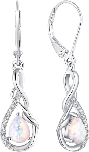 Vista 21 de Starchenie Infinity Dangle Drop Earrings for Women 925 Sterling Silver Leverback Earrings Birthstone Jewelry 01-ene-naranja rojo