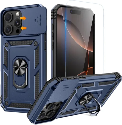 Vista 24 de Goton Funda para iPhone 14 Plus con Protector de Pantalla - Funda con Cubierta Deslizante para Cámara con Soporte de Anillo, Resistente de Grado