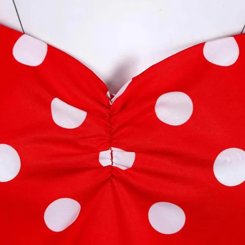 Vista 5 de Women Vintage 1950s Dress Polka Dot Ruched U Neck Puffy Short-Sleeved Dress A line Cocktail Party Dresses