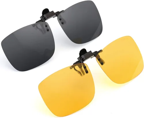 Vista 23 de Gafas de sol polarizadas con clip de metal abatibles y sin montura para gafas graduadas Negro