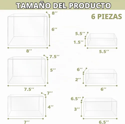 Vista 3 de 6 Piezas Elevadores de Buffet, Elevadores de Alimentos para Mesa de Buffet, Elevadores de Exhibición de Cubos Acrílicos con Fondo Hueco, Soporte