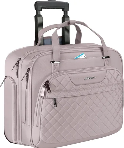 Vista 8 de EMPSIGN - Maletín con ruedas para laptop para mujer, 15.6 pulgadas, color negro Water-Repellent, Airline Approved, Overnight Computer Bag, Rolling