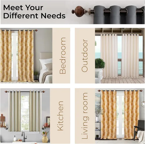 Vista 4 de Deco Window - Cortineros ajustables marrones para ventanas de 44 a 120 pulgadas, barras de cortina decorativas de alta resistencia de 1 pulgada