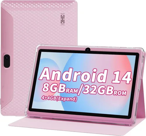 Vista 9 de Tablet Android 14 de 7 pulgadas, 8 GB RAM 32 GB ROM 1 TB expandible, procesador Quad Core, cámara dual, Bluetooth, WiFi 6, batería de 3000 mAh