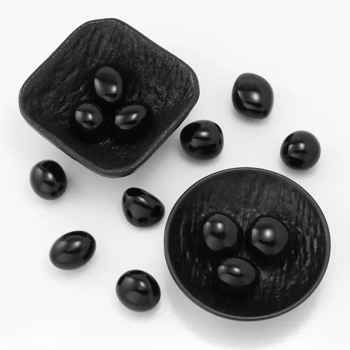 Vista 6 de Piedras de obsidiana negra, piedras pulidas y rocas, cristales curativos naturales para equilibrio de chakras, meditación, decoración espiritual