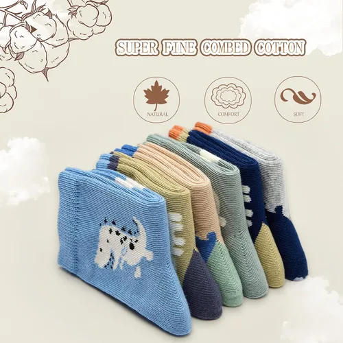 Vista 35 de Aisyee Calcetines de algodón para niños, calcetines sin costuras para niños, calcetines coloridos de cuarto de punto, paquete de 6