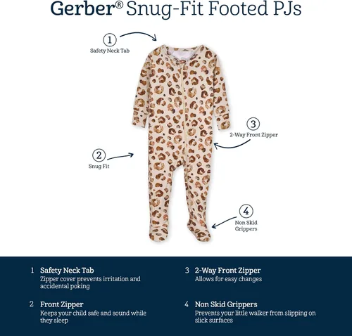 Vista 6 de Gerber Unisex Baby Toddler Buttery-Soft Snug Fit Footed Pajamas with Viscose Made with Eucalyptus