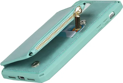 Vista 9 de iCoverCase Funda tipo cartera para iPhone 11 con soporte para tarjetas, bloqueo RFID, piel sintética de alta calidad, cierre magnético, a prueba