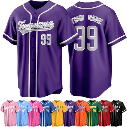 Vista 34 de Custom Baseball Jersey Personalized Short Sleeve Team Sport Uniform Baseball Shirt for Men Women Youth Boy