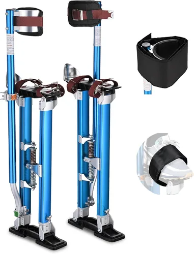 Vista 12 de Yescom Zancos para paneles de yeso de 24 a 40 pulgadas, ajustable, de aluminio, con rodilleras, protección para pintor, cinta azul Non-slip blue