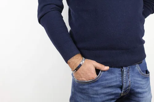 Vista 4 de Quadri - Pulsera de identificación extra brillante con eslabones cubanos de 0472in en plata de ley 925 italiana para hombres y niños de 8 a 9