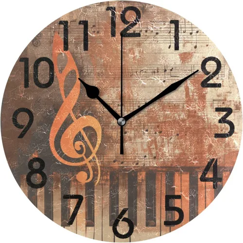 Vista 13 de Naanle Elegante reloj de pared redondo de madera vintage con diseño de girasoles 3D, de 9.5 pulgadas, funciona con pilas, de cuarzo, analógico