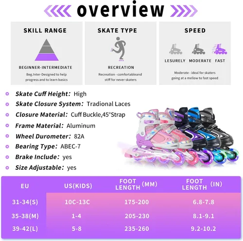 Vista 44 de MammyGol Patines en línea ajustables para niños y niñas, patines con ruedas iluminadas de 4 a 16 años