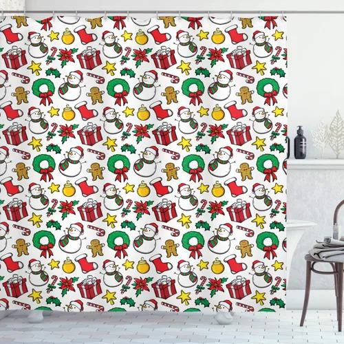 Vista 17 de Ambesonne Cortina de ducha con diseño de flores de acuarela, flores silvestres y acianos, flores de margaritas, brotes de flores, juego