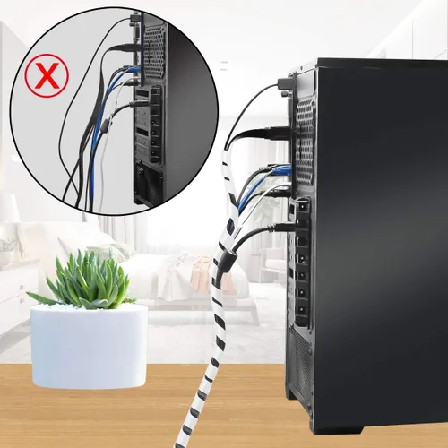 Vista 2 de 65FT XHF 0.157 in (rango de envoltura: 0.059 in-0.394 in) Cable envolvente de cable en espiral transparente para computadora, organizador de cables