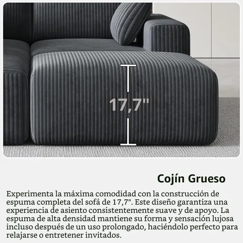 Vista 17 de Sofá modular en forma de nube de 108 pulgadas para sala de estar, sofá sin hueso en forma de L con diván de asiento profundo, no requiere montaje