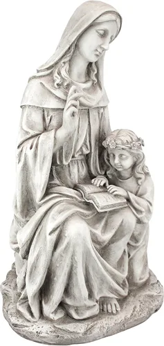 Vista 2 de Design Toscano Anne with Young Mother Mary Holy Religious Garden Estatua de jardín, 12 pulgadas de ancho, 21 pulgadas de alto, resina de piedra